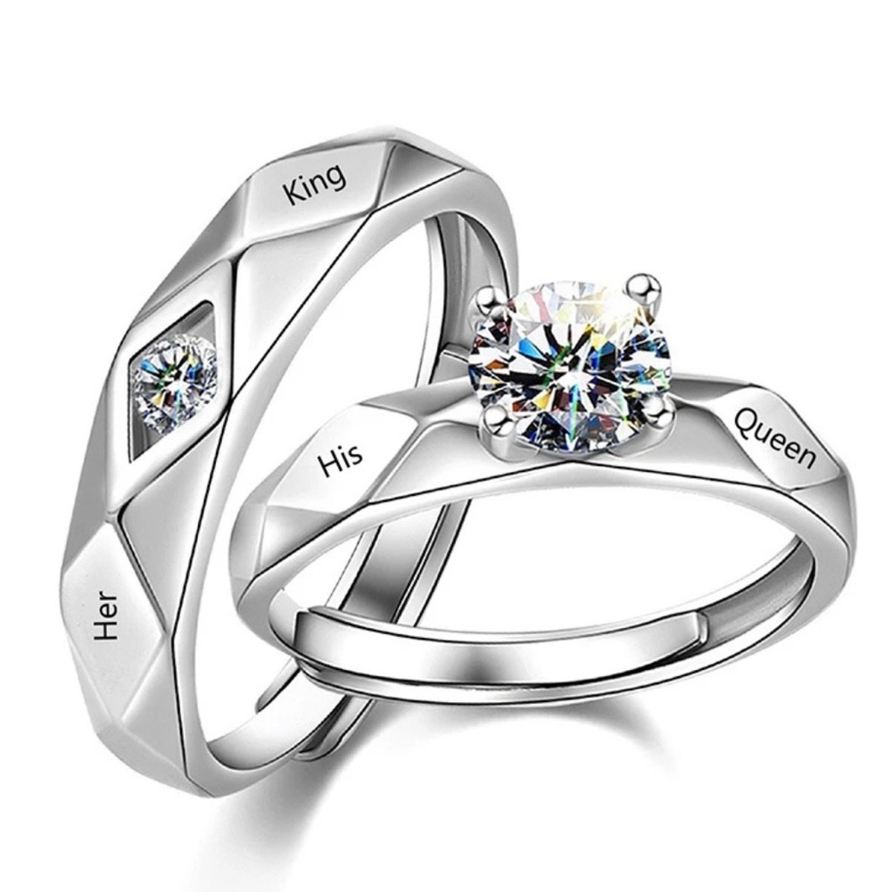 Resizable His Queen Her King Couple rings 💍